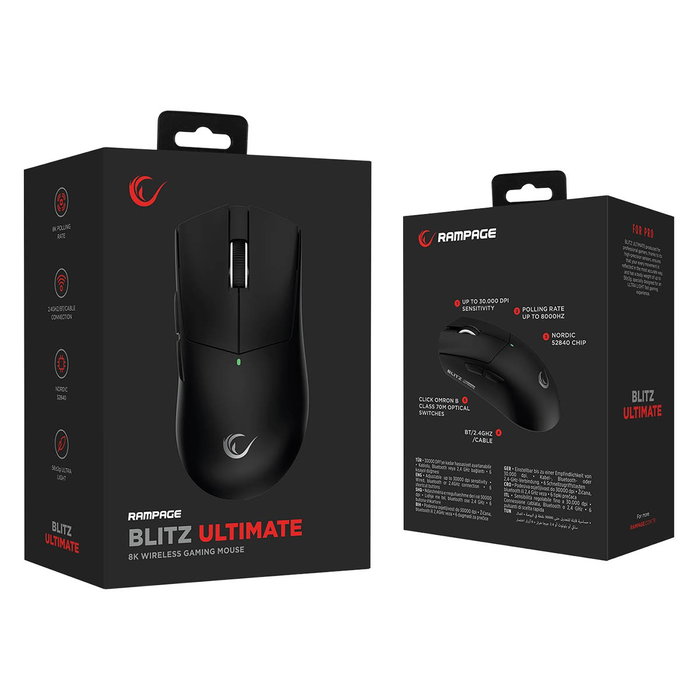Rampage Blitz Ultimate Ratón Gaming Inalámbrico 30000 DPI Negro Rampage Blitz Ultimate Ratón Gaming Inalámbrico 30000 DPI Negro