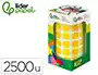 Liderpapel Gomets Circulares Adhesivos 15 mm Amarillo Rollo 2500 Unidades Caja Cartón