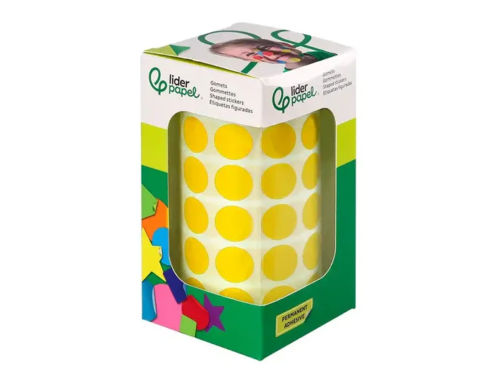 Liderpapel Gomets Circulares Adhesivos 15 mm Amarillo Rollo 2500 Unidades Caja Cartón Liderpapel Gomets Circulares Adhesivos 15 mm Amarillo Rollo 2500 Unidades Caja Cartón