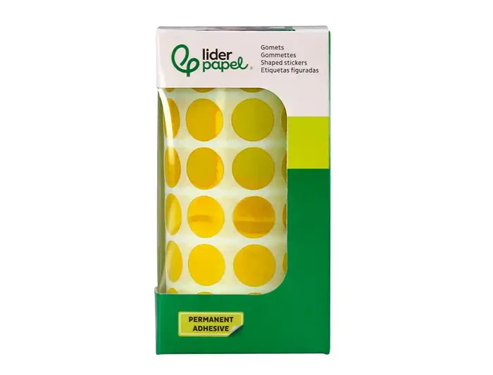 Liderpapel Gomets Circulares Adhesivos 15 mm Amarillo Rollo 2500 Unidades Caja Cartón Liderpapel Gomets Circulares Adhesivos 15 mm Amarillo Rollo 2500 Unidades Caja Cartón