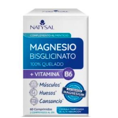 NATYSAL Magnesio Bisglicinato 100% Quelado con Vitamina B6 60 Comprimidos