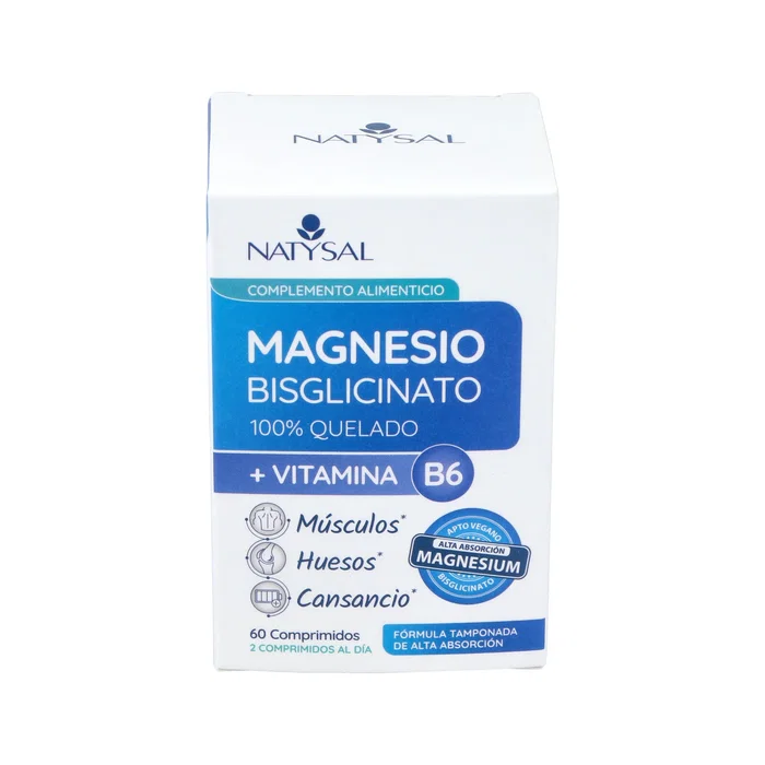 NATYSAL Magnesio Bisglicinato 100% Quelado con Vitamina B6 60 comprimidos