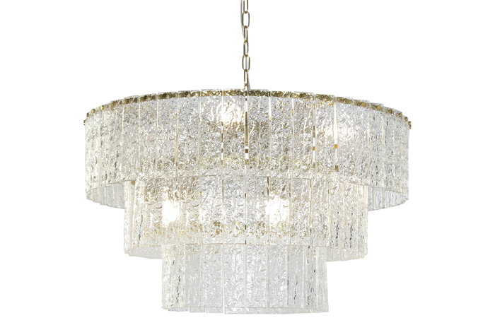 DKD Home Decor Lámpara de Techo de Cristal y Metal Transparente y Dorado 80x80x40 cm