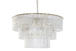 DKD Home Decor Lámpara de Techo de Cristal y Metal Transparente y Dorado 80x80x40 cm