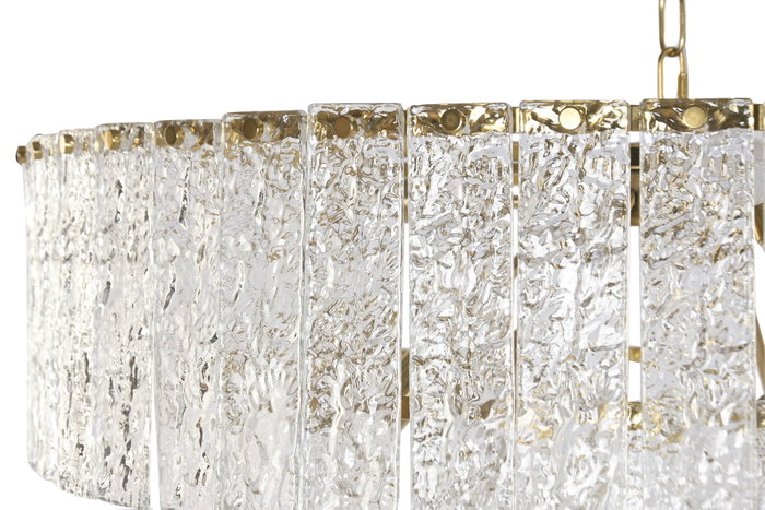 DKD Home Decor Lámpara de Techo de Cristal y Metal Transparente y Dorado 80x80x40 cm
