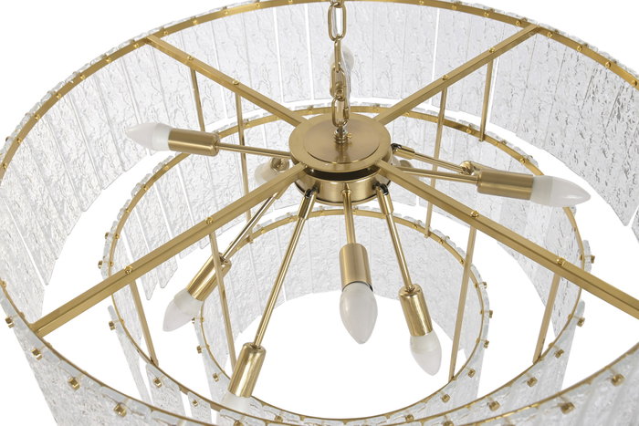 DKD Home Decor Lámpara de Techo de Cristal y Metal Transparente y Dorado 80x80x40 cm