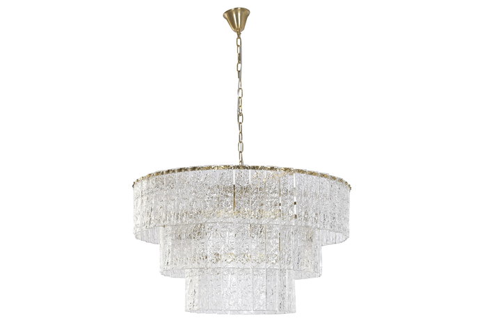 DKD Home Decor Lámpara de Techo de Cristal y Metal Transparente y Dorado 80x80x40 cm