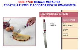 Metaltex Espátula Flexible Acodada Inox 34 cm