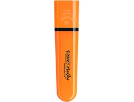 Bic Rotulador Flat Fluorescente Naranja Neón Caja 12 Unidades Tinta Secado Rápido Punta Biselada