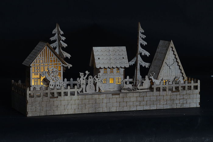 DKD Home Decor Decoracion Navidad Alpina Marron Madera Led 15 x 20 x 45 cm