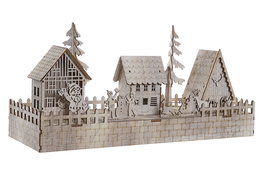 DKD Home Decor Decoracion Navidad Alpina Marron Madera Led 15 x 20 x 45 cm