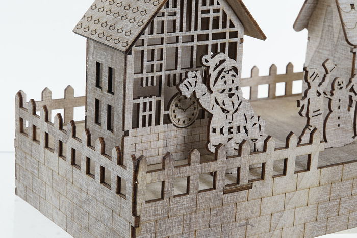 DKD Home Decor Decoracion Navidad Alpina Marron Madera Led 15 x 20 x 45 cm