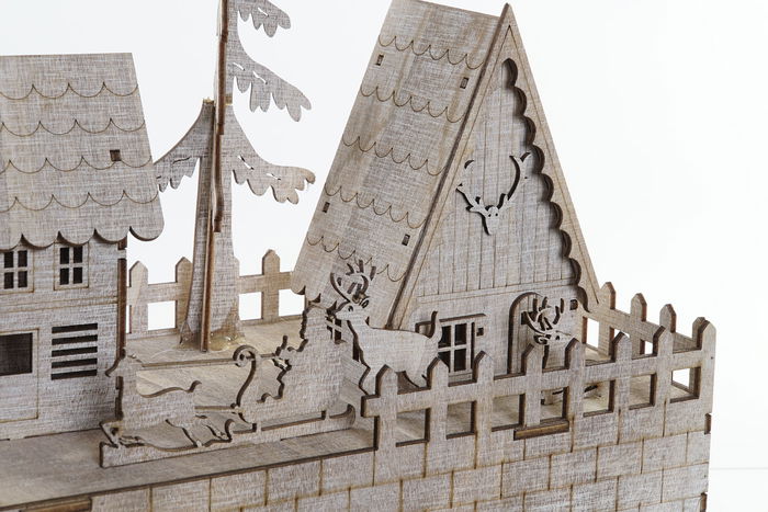 DKD Home Decor Decoracion Navidad Alpina Marron Madera Led 15 x 20 x 45 cm