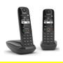 Gigaset AS690 Duo Teléfono DECT/analógico Inalámbrico, Altavoz, Identificador de Llamadas, Negro