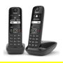 Gigaset AS690 Duo Teléfono DECT/analógico Inalámbrico, Altavoz, Identificador de Llamadas, Negro