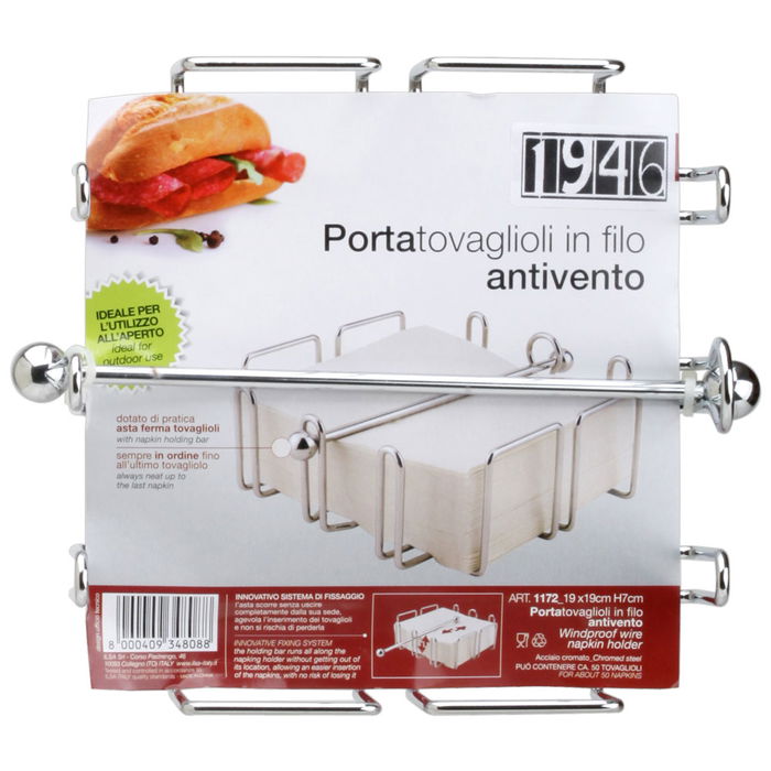 1946 Servilletero 19X19 altura 7 cm con barra transversal para mantener sujetas las servilletas ideal para el exterior 1946 Servilletero 19X19 altura 7 cm con barra transversal para mantener sujetas las servilletas ideal para el exterior