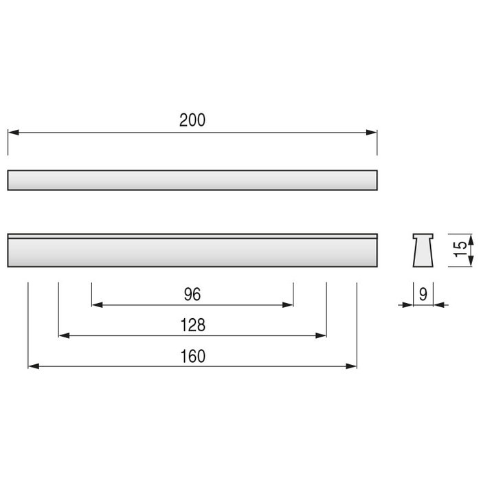Trentadue Tirador C96/128/160 RAL9006 L200 Plástico Aluminio RAL9006 96/128/160 Mm Largo 200 Mm