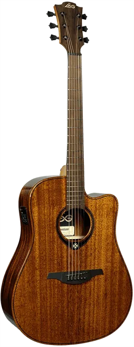 LAG Guitarra Acústica Dreadnought Cutaway A/E Tramontane 98 - Tapa de Caoba Maciza con Electrónica Stage LAG