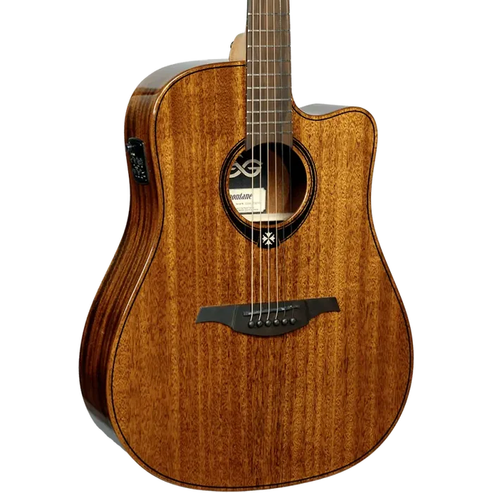 LAG Guitarra Acústica Dreadnought Cutaway A/E Tramontane 98 - Tapa de Caoba Maciza con Electrónica Stage LAG