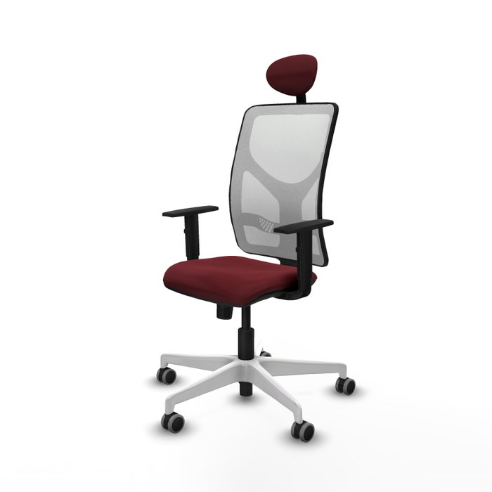 PIQUERAS Y CRESPO Silla de oficina Motilla con mecanismo Sincro, Granate y Blanco PIQUERAS Y CRESPO Silla de oficina Motilla con mecanismo Sincro, Granate y Blanco