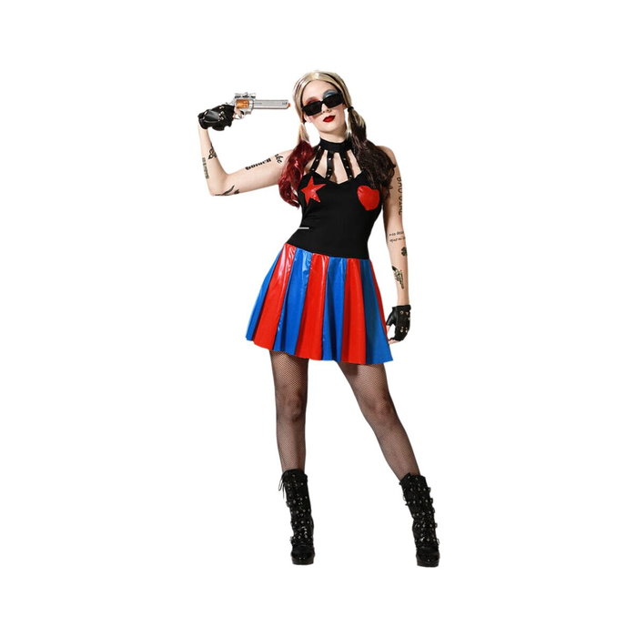 Vestido de Arlequín Negro con Volantes para Mujer Adulta M-L