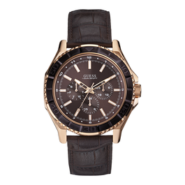 Guess W0520G1 con caja de oro rosa y correa marrón