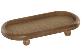 DKD Home Decor Bandeja de Acacia y Ratán Natural 42,5x18x7,6 cm