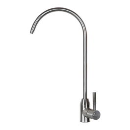 Verhal Grifo monomando de cocina 1 agua con osmosis, caño alto giratorio en acero inoxidable plateado cepillado, incluye kit de conexión