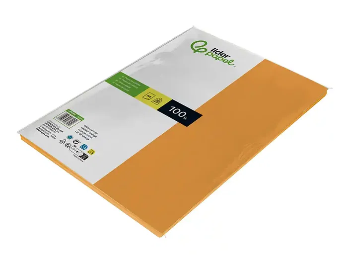 Liderpapel Papel Color Naranja A4 80g de 100 Hojas