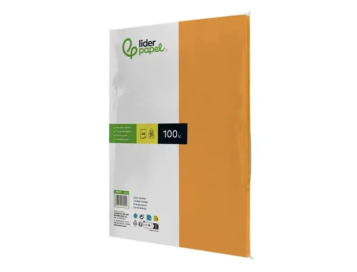 Liderpapel Papel Color Naranja A4 80g de 100 Hojas