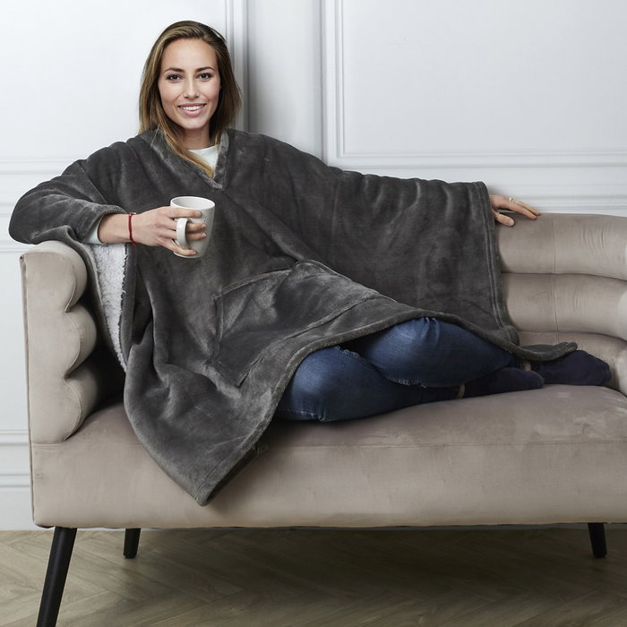 Home Deco Factory Manta-Poncho Gris