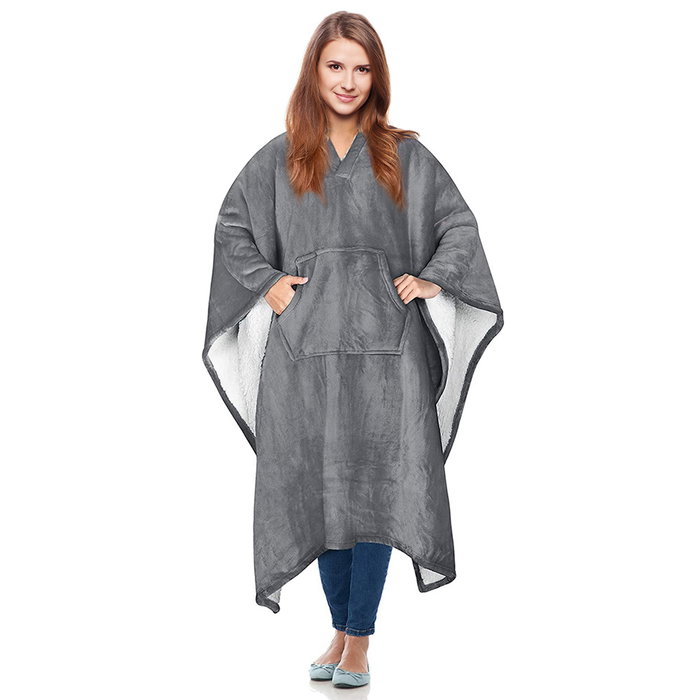 Home Deco Factory Manta-Poncho Gris