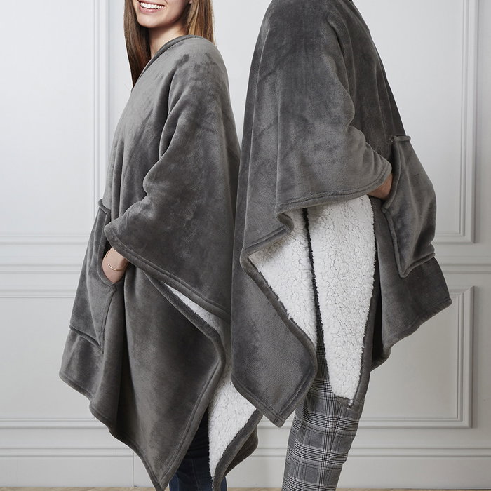Home Deco Factory Manta-Poncho Gris