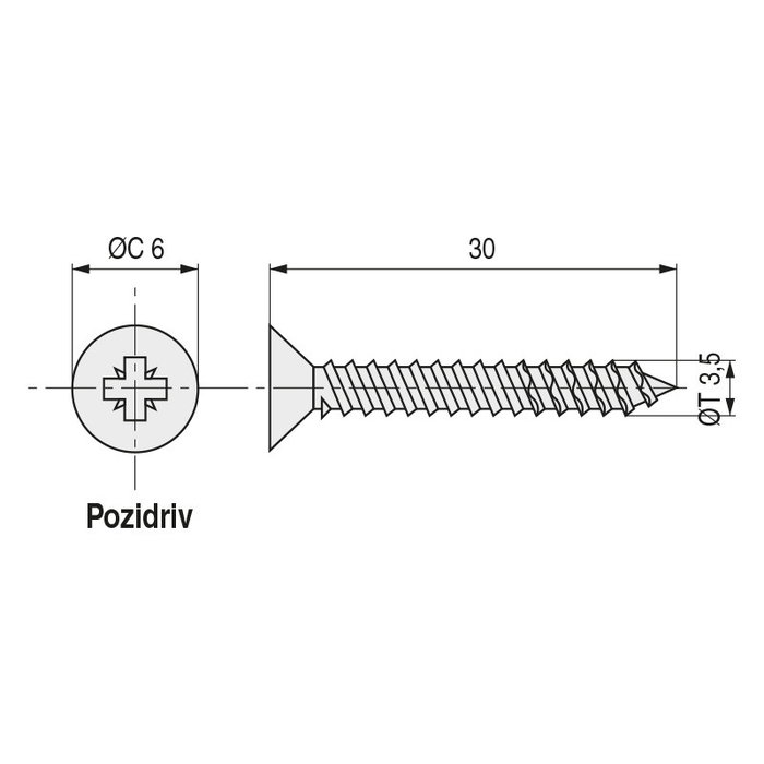 Spax Tornillo Universal Cabeza Plana 3,5x30mm Pozidriv Z2