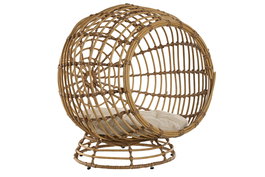 DKD Home Decor Cama para Mascota Ratán Sintético y Poliéster Natural y Blanco 58x58x60 cm