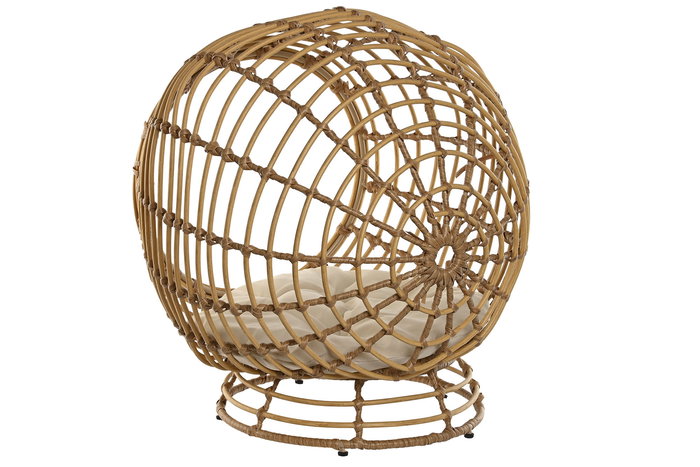 DKD Home Decor Cama para Mascota Ratán Sintético y Poliéster Natural y Blanco 58x58x60 cm DKD Home Decor Cama para Mascota Ratán Sintético y Poliéster Natural y Blanco 58x58x60 cm