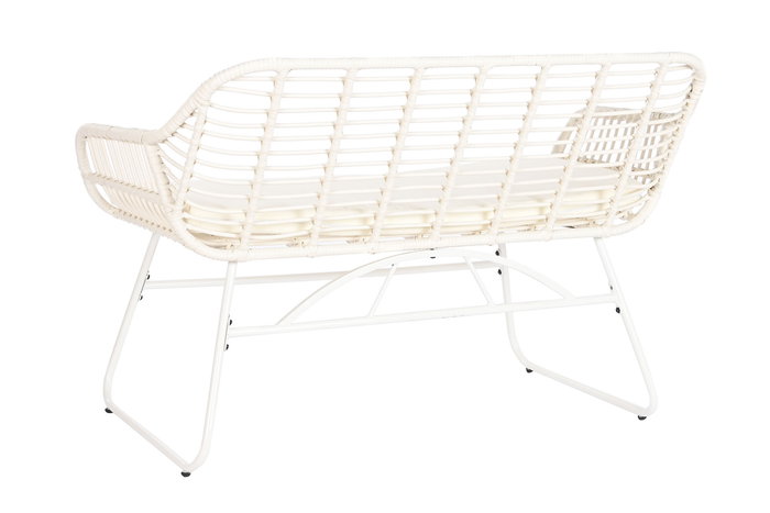 DKD Home Decor Sofá para Terraza y Jardín Blanco Ratán Sintético 74x84x124 cm Set de 4