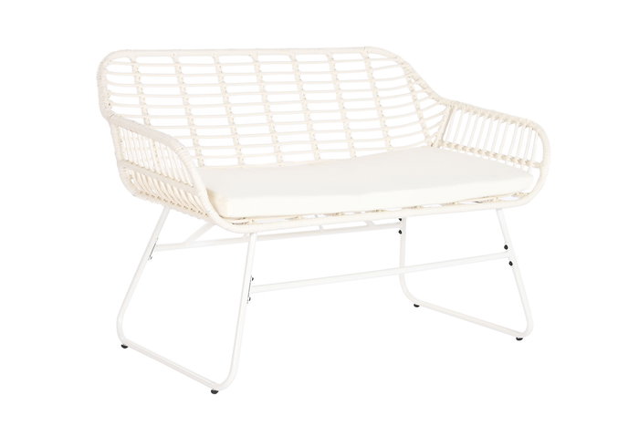 DKD Home Decor Sofá para Terraza y Jardín Blanco Ratán Sintético 74x84x124 cm Set de 4