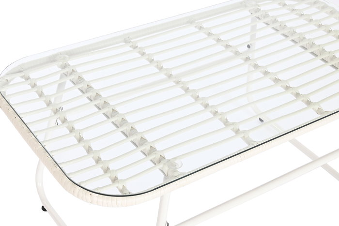 DKD Home Decor Sofá para Terraza y Jardín Blanco Ratán Sintético 74x84x124 cm Set de 4