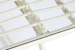 DKD Home Decor Sofá para Terraza y Jardín Blanco Ratán Sintético 74x84x124 cm Set de 4