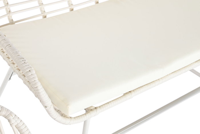 DKD Home Decor Sofá para Terraza y Jardín Blanco Ratán Sintético 74x84x124 cm Set de 4