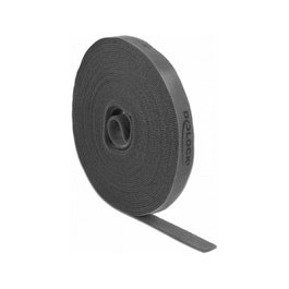 DeLOCK Cinta de gancho y bucle en rollo L 10 m x AN 15 mm gris