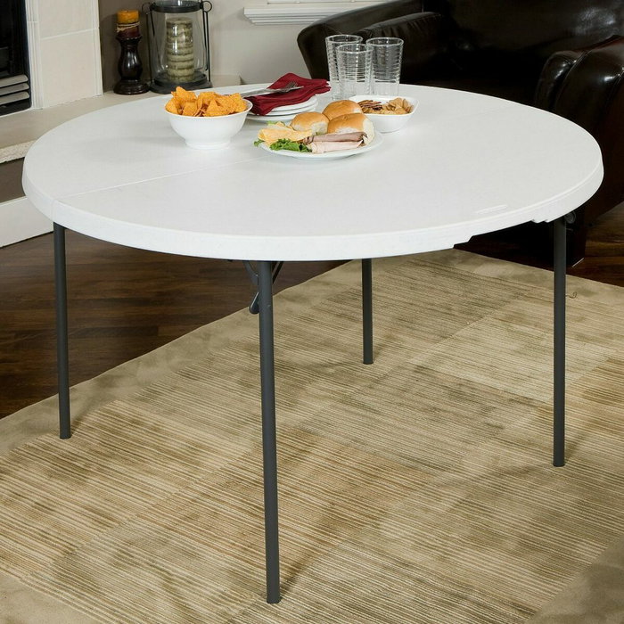 Color Baby Mesa redonda plegable por la mitad blanca D122X73 cm