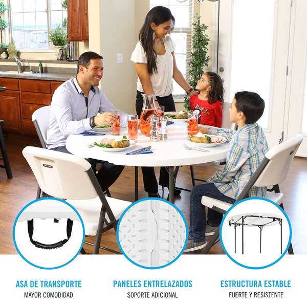 Lifetime Mesa Redonda Plegable por la Mitad Blanca D122X73 cm Lifetime Mesa Redonda Plegable por la Mitad Blanca D122X73 cm