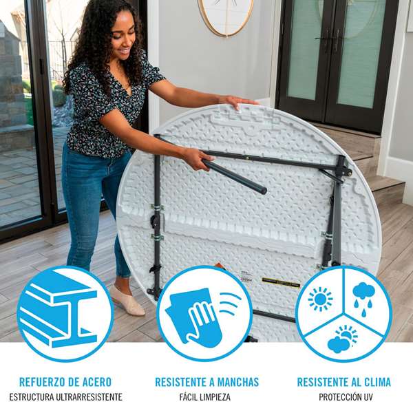 Lifetime Mesa Redonda Plegable por la Mitad Blanca D122X73 cm Lifetime Mesa Redonda Plegable por la Mitad Blanca D122X73 cm