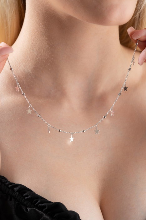 Heliophilia Silver NRZ998874 Collar Plata de Ley 925 con Piedra Esmaltada y Cierre de Langosta Cadena 42 cm