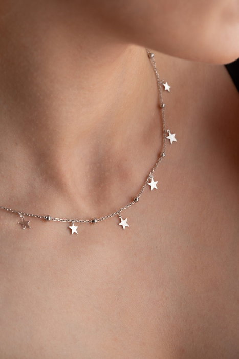 Heliophilia Silver NRZ998874 Collar Plata de Ley 925 con Piedra Esmaltada y Cierre de Langosta Cadena 42 cm