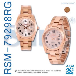 SAMI Reloj Unisex con Fecha, Resistencia al Agua 3 ATM, Correa de Acero IPRG - Modelo 12 Nos
