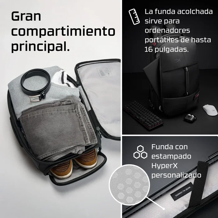 HyperX Knight Mochila Gaming para Portátiles de 16 pulgadas, Negro