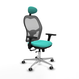PIQUERAS Y CRESPO Silla de oficina Jorquera con mecanismo Sincro/Traslack, Turquesa y Gris